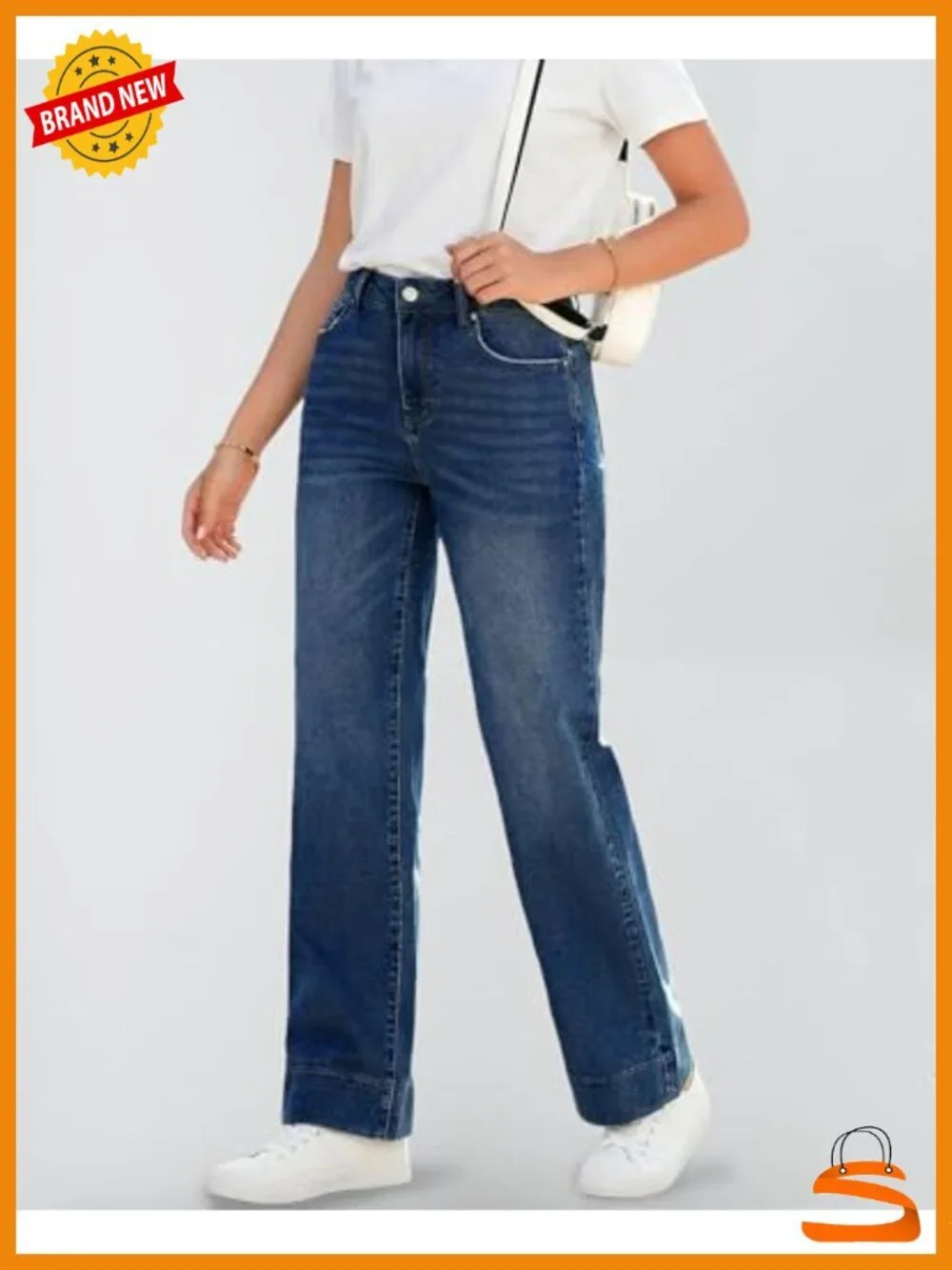 High Waisted Wide Leg Stretchy Baggy Denim Jeans
